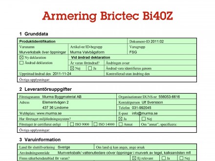 Brictec Murverksarmering Bi40Z