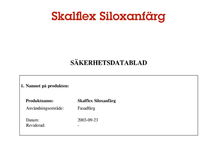 Säkerhetsdatablad Siloxanfärg SE