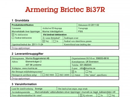 Brictec Murverksarmering Bi37R